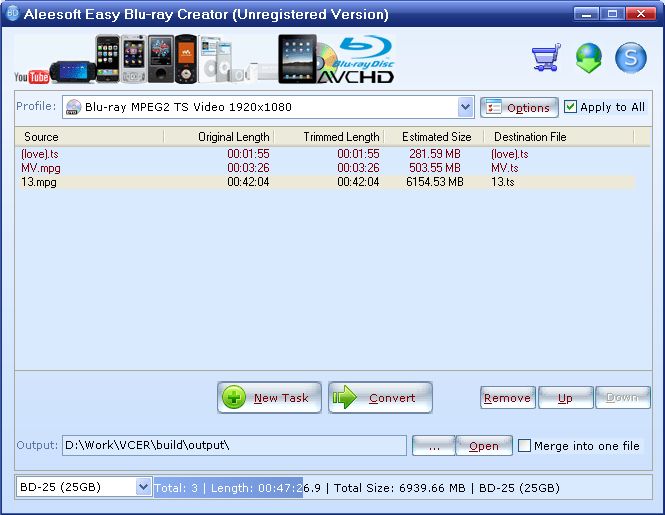 Aleesoft Easy Blu-ray Creator screen shot