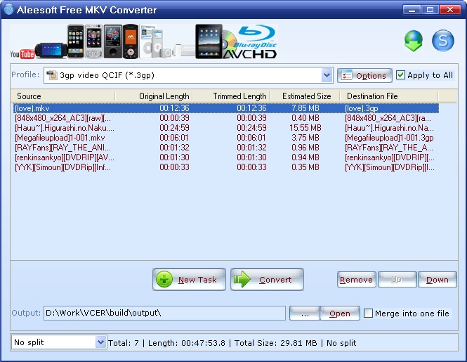 Aleesoft Free MKV Converter 2.5.37 screenshot